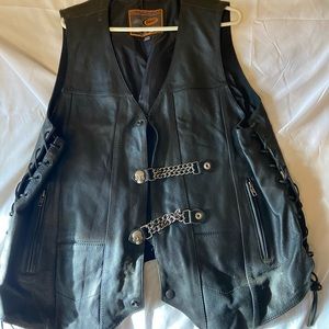 Leather motorcycle vest